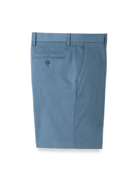 Cotton Stretch Twill Flat Front Shorts - Blue