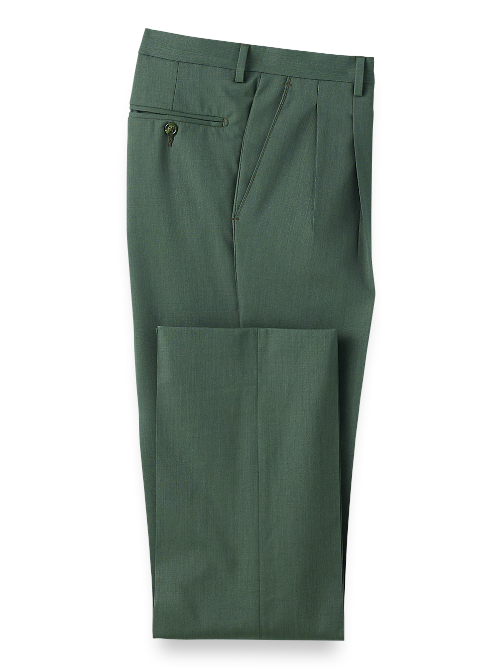 Product Image of Tropical Weight Wool Pleated Pants-Green#model_pleated front