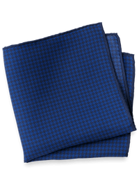 Houndstooth Silk Pocket Square - Blue