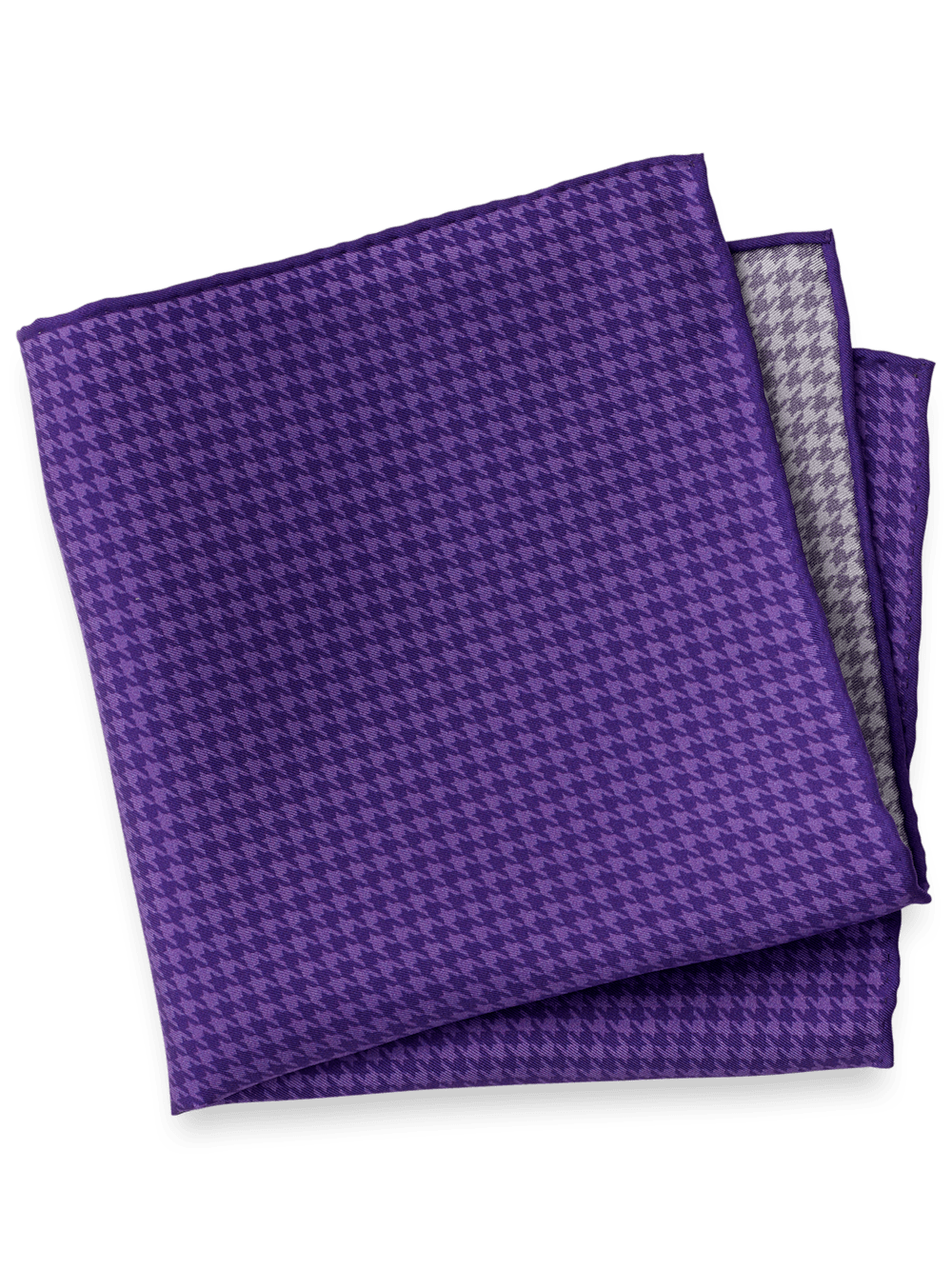 Product Image of Houndstooth Silk Pocket Square-Purple