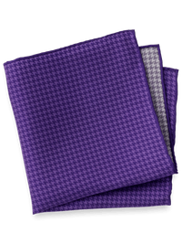 Houndstooth Silk Pocket Square - Purple