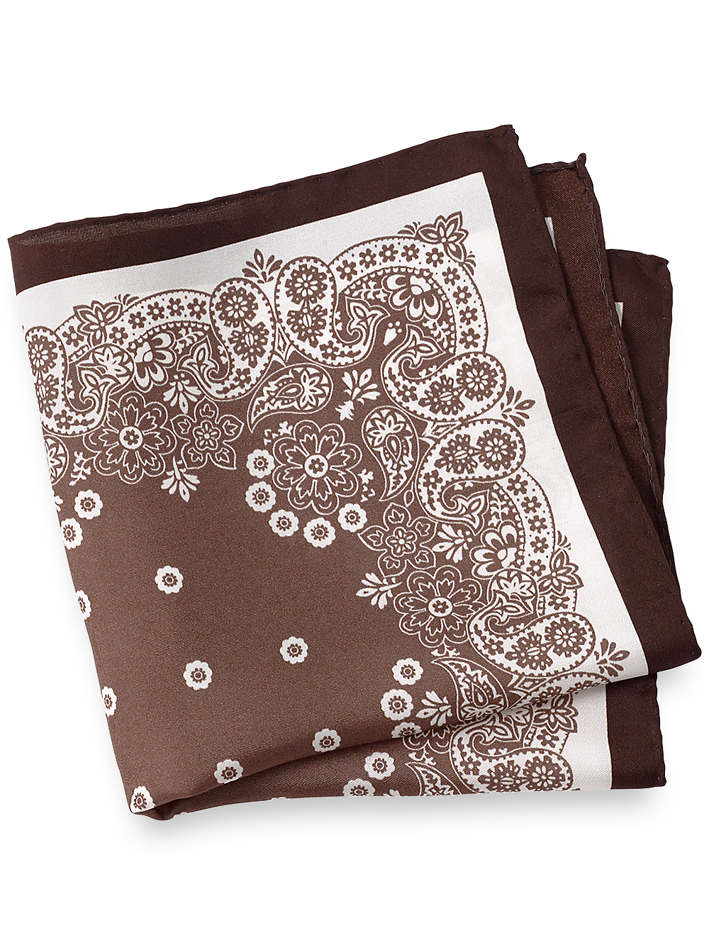 Product Image of Medallion Silk Pocket Square-Brown