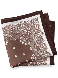 Medallion Silk Pocket Square - Brown