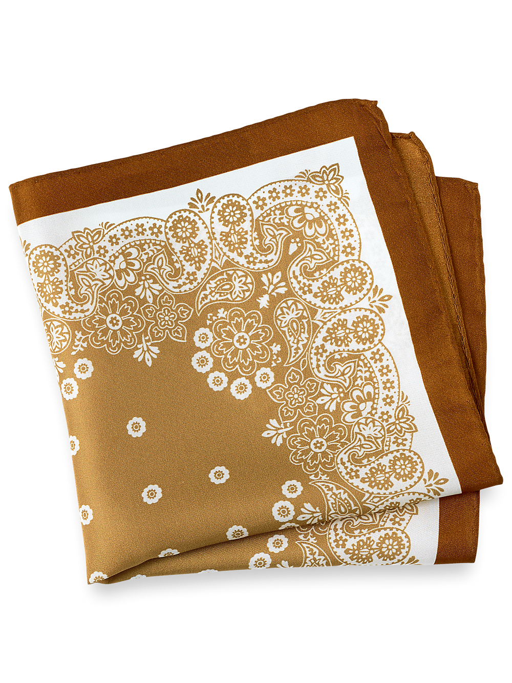 Product Image of Floral Silk Pocket Square-Brown