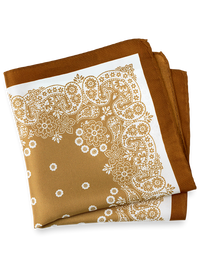 Floral Silk Pocket Square - Brown