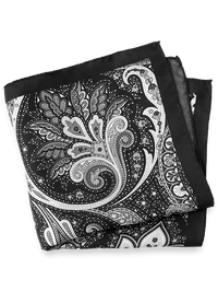 Paisley Silk Pocket Square - Black