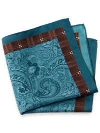 Paisley Silk Pocket Square - Teal