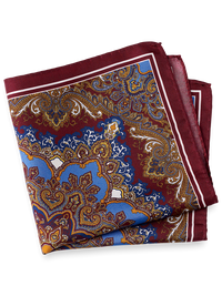 Medallion Silk Pocket Square - Burgundy Multi