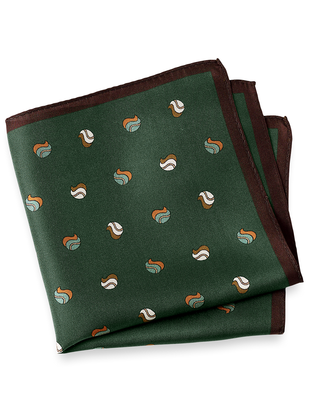 Product Image of Geometric Silk Pocket Square-Green