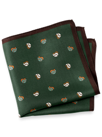 Geometric Silk Pocket Square - Green