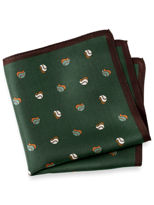 Geometric Silk Pocket Square - Green