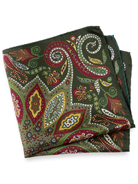 Paisley Silk Pocket Square - Green Multi