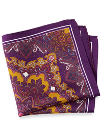 Medallion Silk Pocket Square - Purple Multi