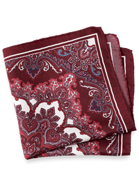 Medallion Silk Pocket Square - Burgundy