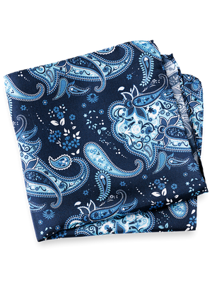 Paisley Silk Pocket Square - Blue