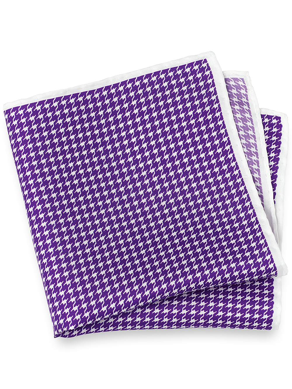 Product Image of Houndstooth Silk Pocket Square-Purple Multi