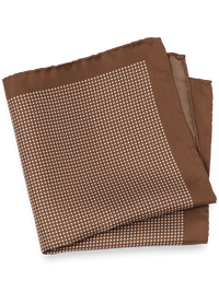 Houndstooth Silk Pocket Square - Brown