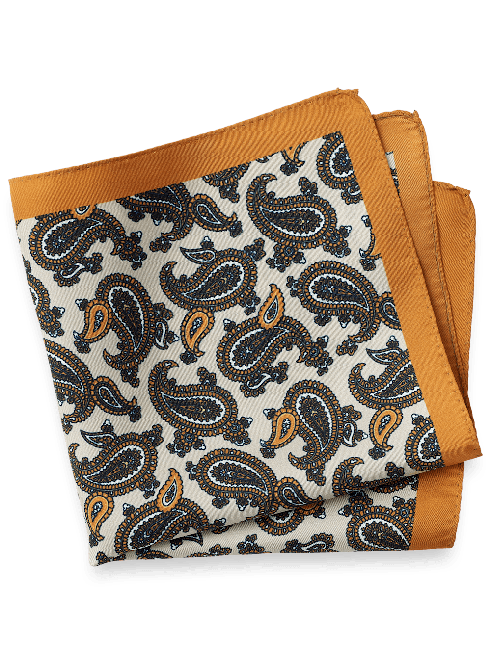 Product Image of Paisley Silk Pocket Square-Tan Multi