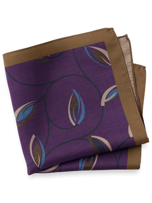 Botanical Silk Pocket Square - Purple Multi