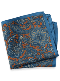 Medallion Silk Pocket Square - Blue/orange