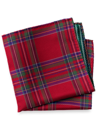 Tartan Silk Pocket Square - Red Multi