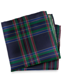 Tartan Silk Pocket Square - Navy Multi