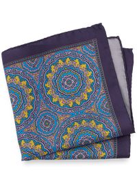 Medallion Silk Pocket Square - Purple Multi