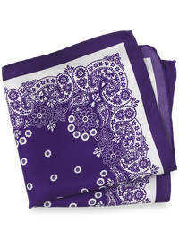 Medallion Silk Pocket Square - Purple