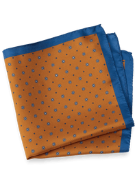 Geometric Silk Pocket Square - Orange/blue