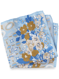 Floral Silk Pocket Square - Blue/gold