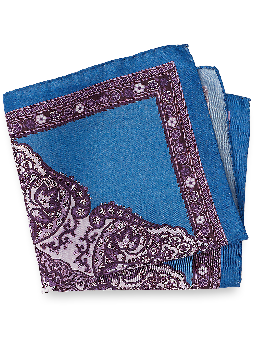 Product Image of Medallion Silk Pocket Square-Blue/Purple