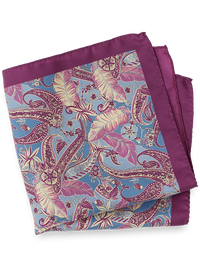 Paisley Silk Pocket Square - Blue/berry