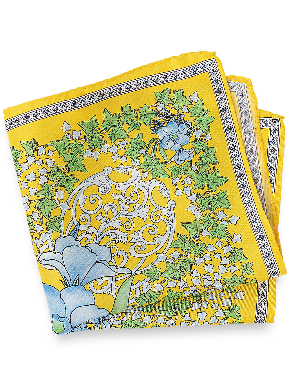 Product Image of Floral Silk Pocket Square-Yellow Multi