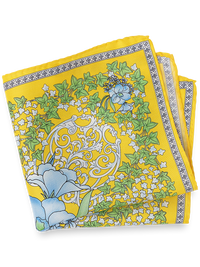 Floral Silk Pocket Square - Yellow Multi