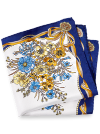 Floral Silk Pocket Square - Blue Multi