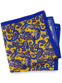 Paisley Silk Pocket Square - Yellow/blue