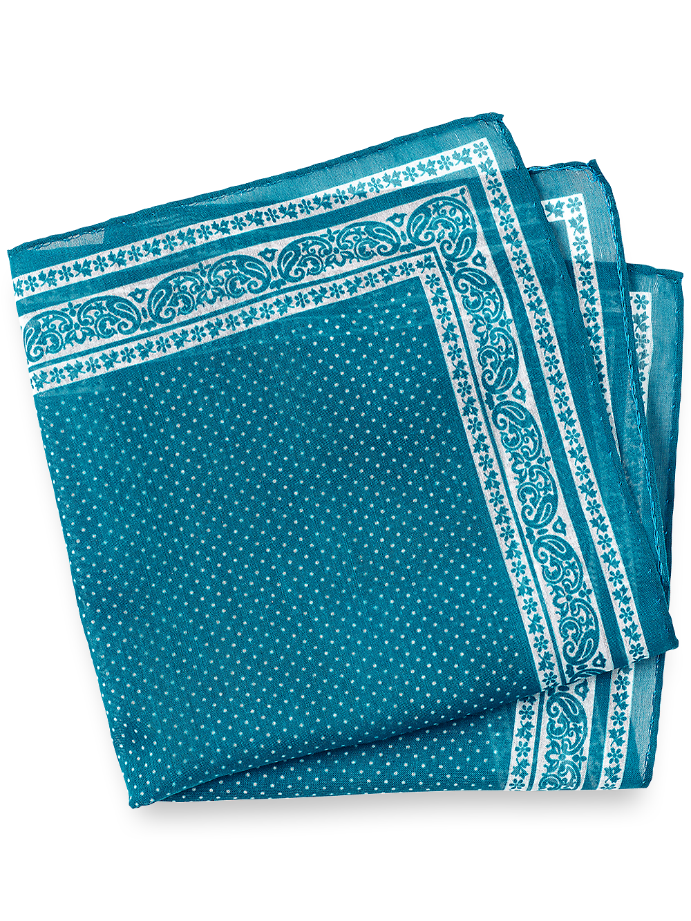 Product Image of Paisley Cotton Blend Pocket Square-Teal