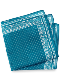 Paisley Cotton Blend Pocket Square - Teal