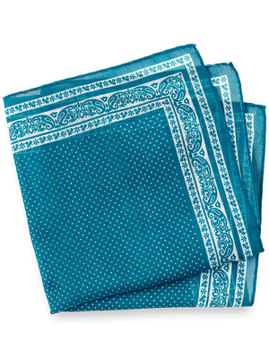 Paisley Cotton Blend Pocket Square - Teal