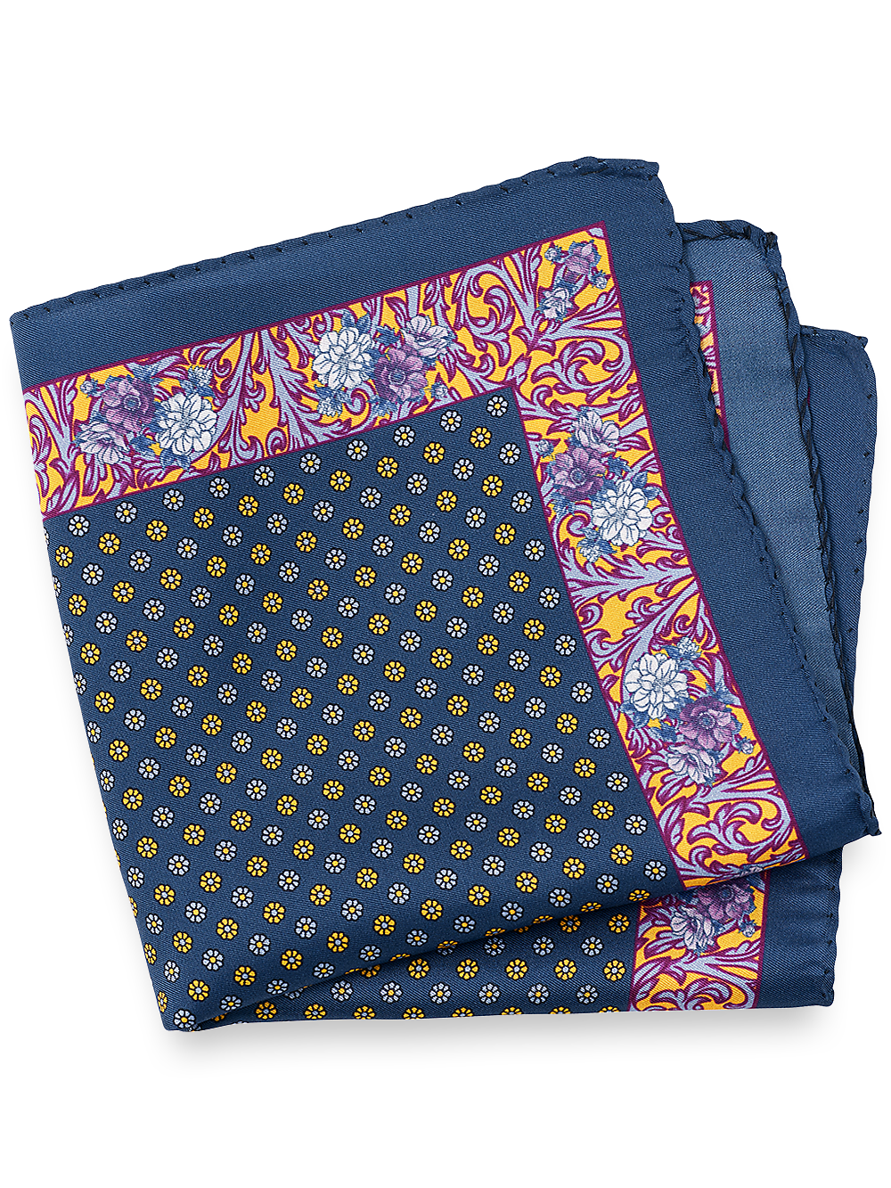 Product Image of Floral Silk Pocket Square-Blue Multi