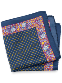 Floral Silk Pocket Square - Blue Multi