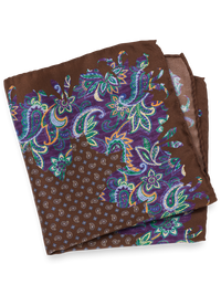 Paisley Silk Pocket Square - Brown Multi