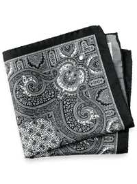 Paisley Silk Pocket Square - Black