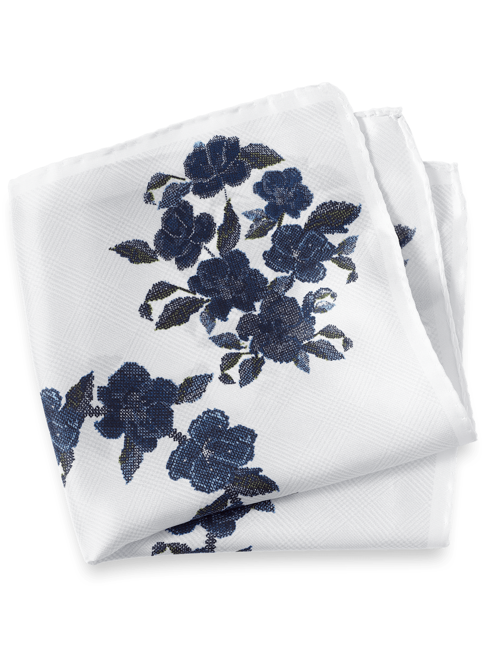 Product Image of Floral Silk Pocket Square-White/Blue