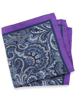 Paisley Silk Pocket Square - Blue/purple