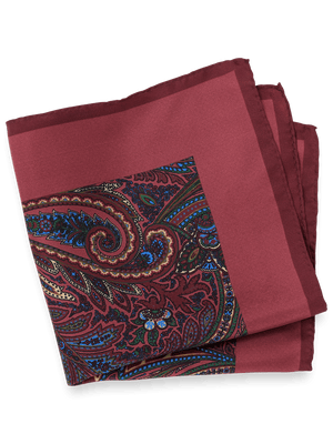 Paisley Silk Pocket Square - Burgundy Multi