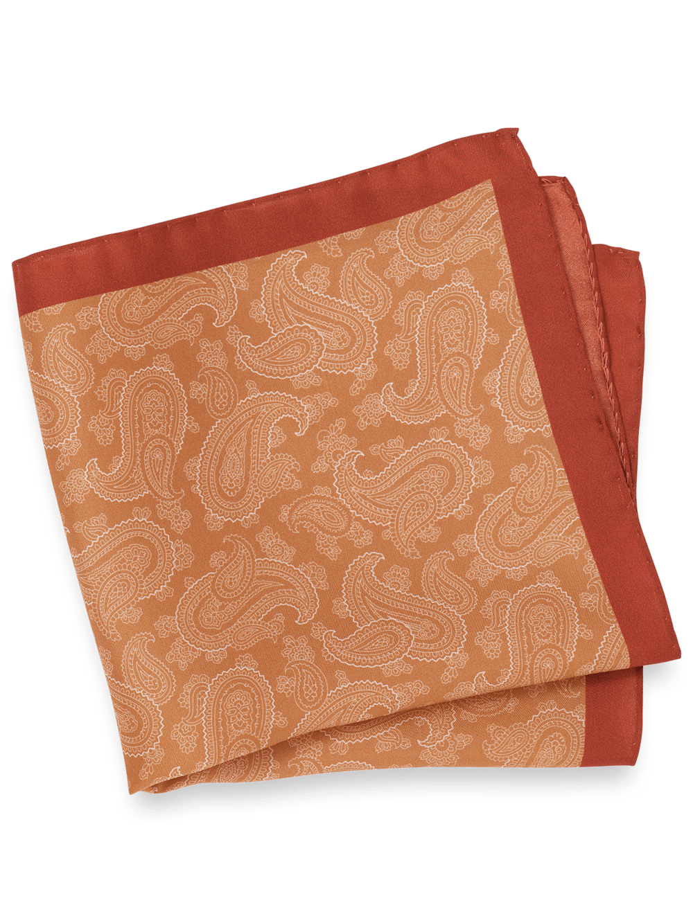 Product Image of Paisley Silk Pocket Square-Orange