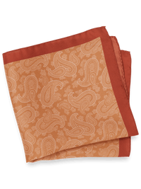 Paisley Silk Pocket Square - Orange