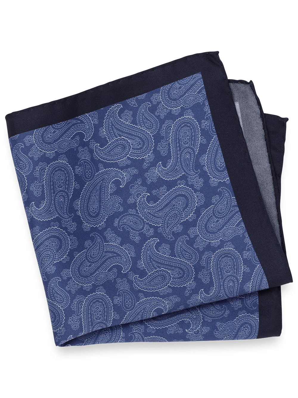 Product Image of Paisley Silk Pocket Square-Blue