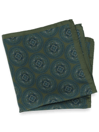 Medallion Silk Pocket Square - Green